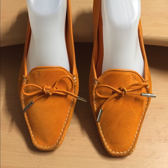Tod's Shoes - Tods orange moccasins sz 10 leather suede